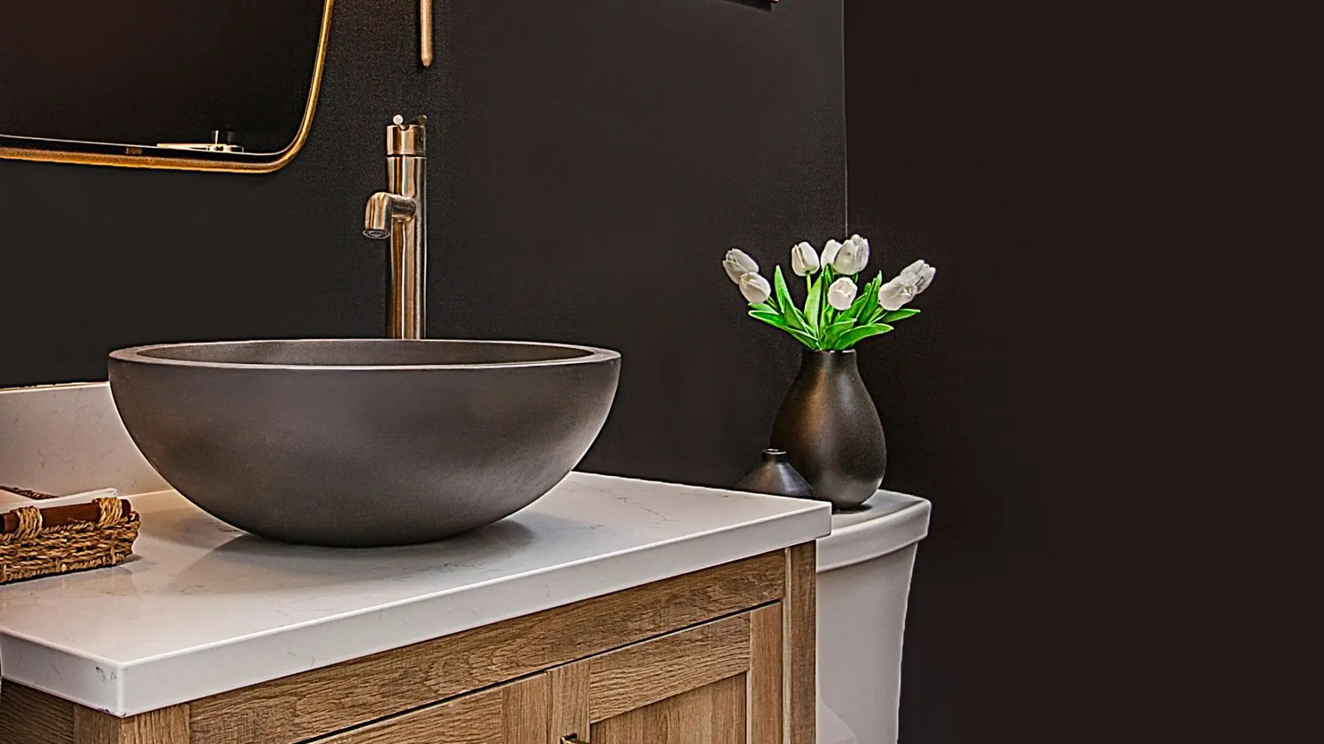 Ebony Elegance Guest Bathroom Project Gallery – Authentic Kitchen & Design